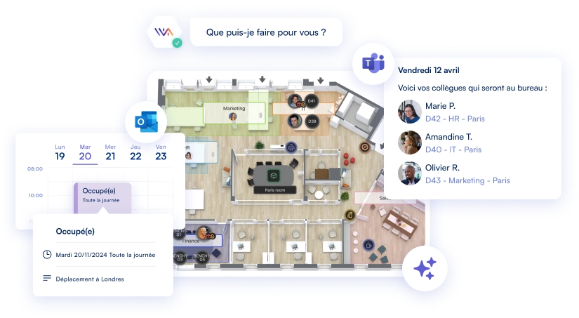 Visualisation des bureaux flexibles et salles dans Teams et Outlook